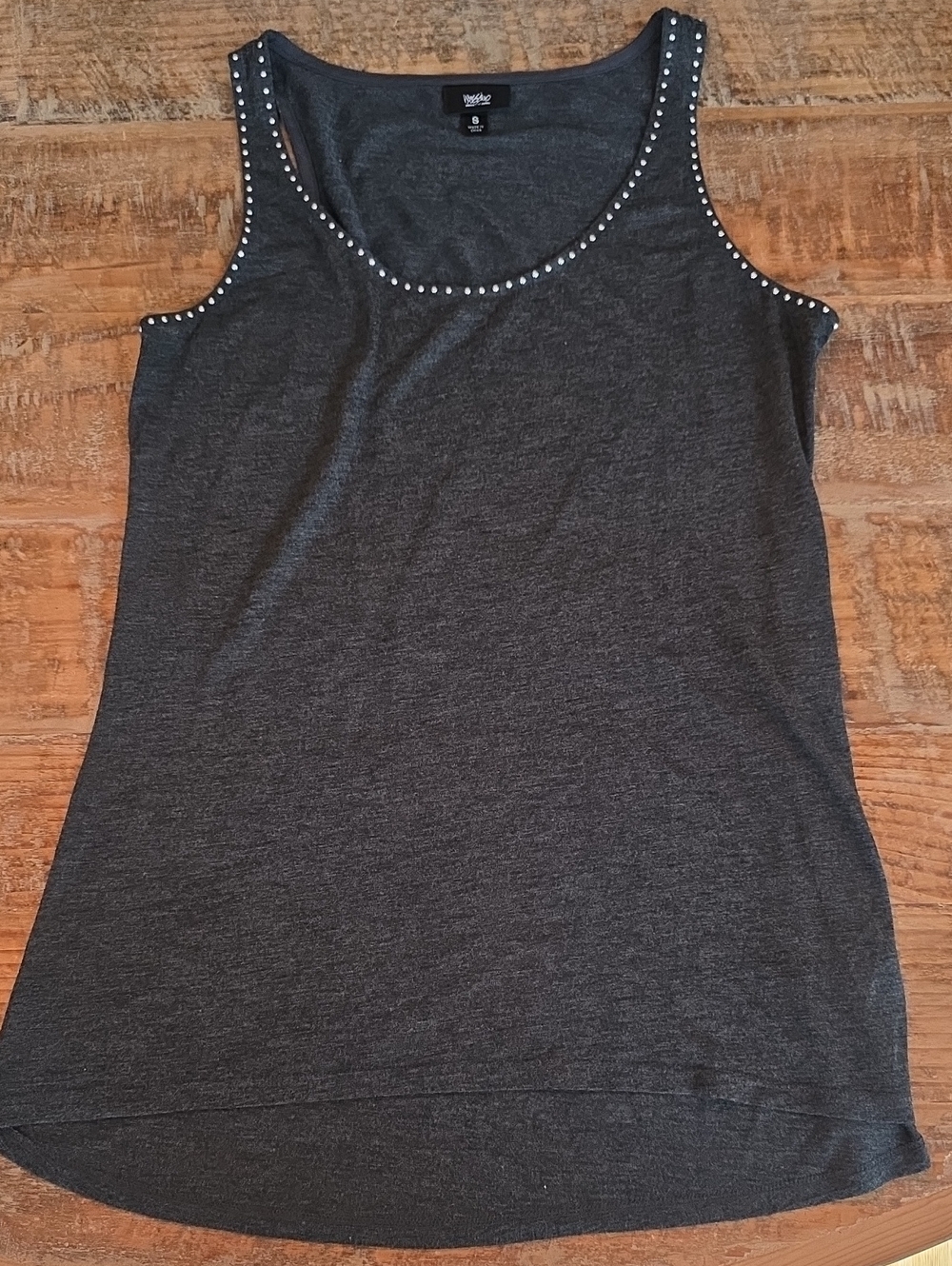 Mossimo Dark Gray Studded Scoop Neck Tank Top